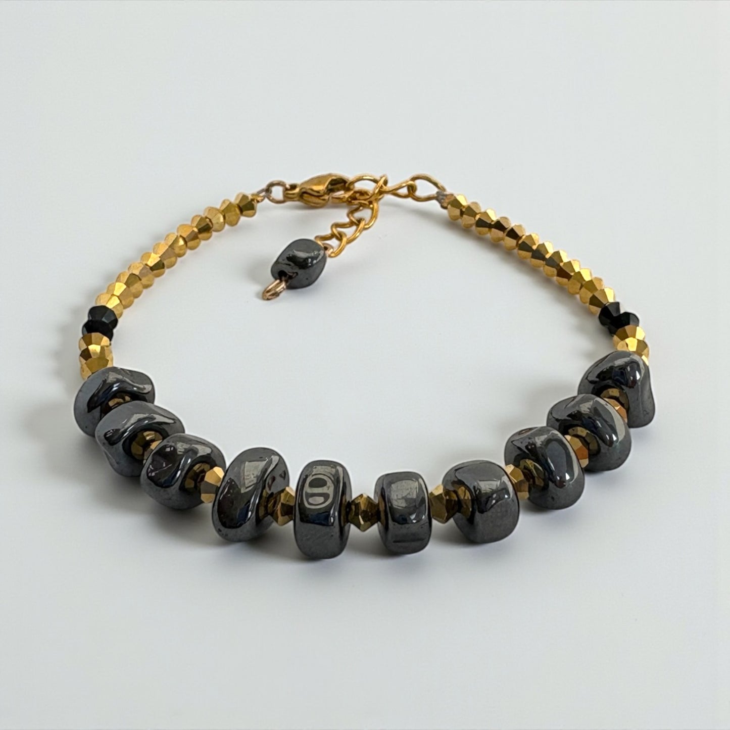 Grounded Elegance Bracelet | Hematite & Gold Harmony